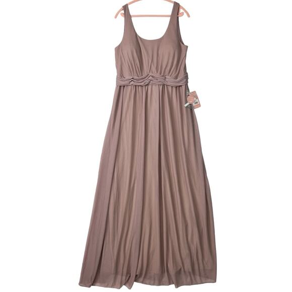 Birdy Grey Jan Chiffon Gown Sleeveless Mauve Scoop Neck Pockets Lined 2X NEW - Picture 2 of 8
